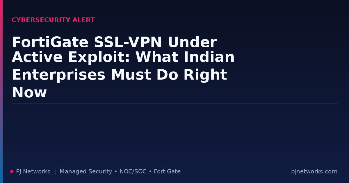 FortiGate SSL-VPN Under Active Exploit: What Indian Enterprises Must Do Right Now